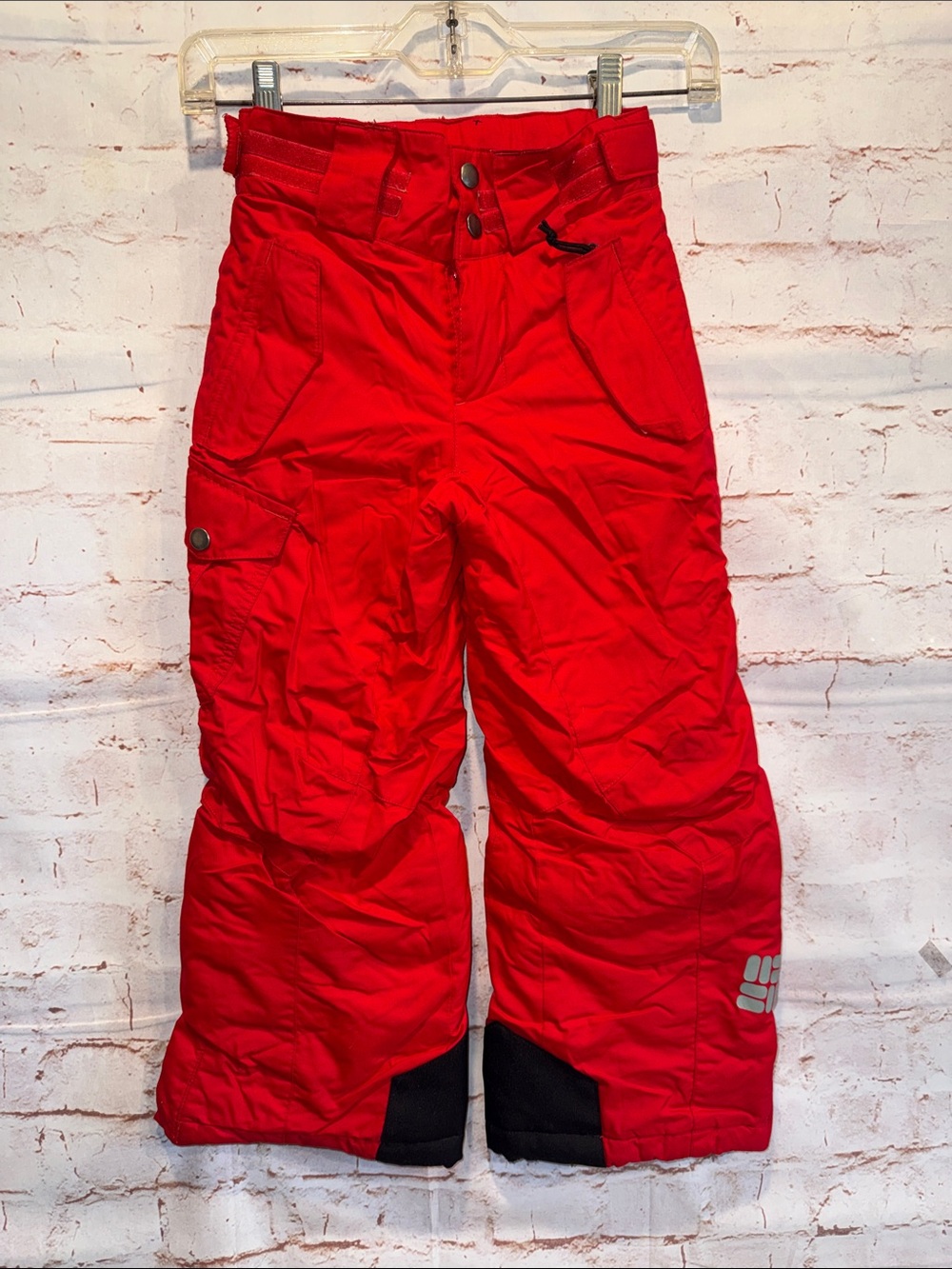 COLUMBIA BUGABOO Insulated Snowboard Ski Pants Outgrow Red 7/8 cargo pockets